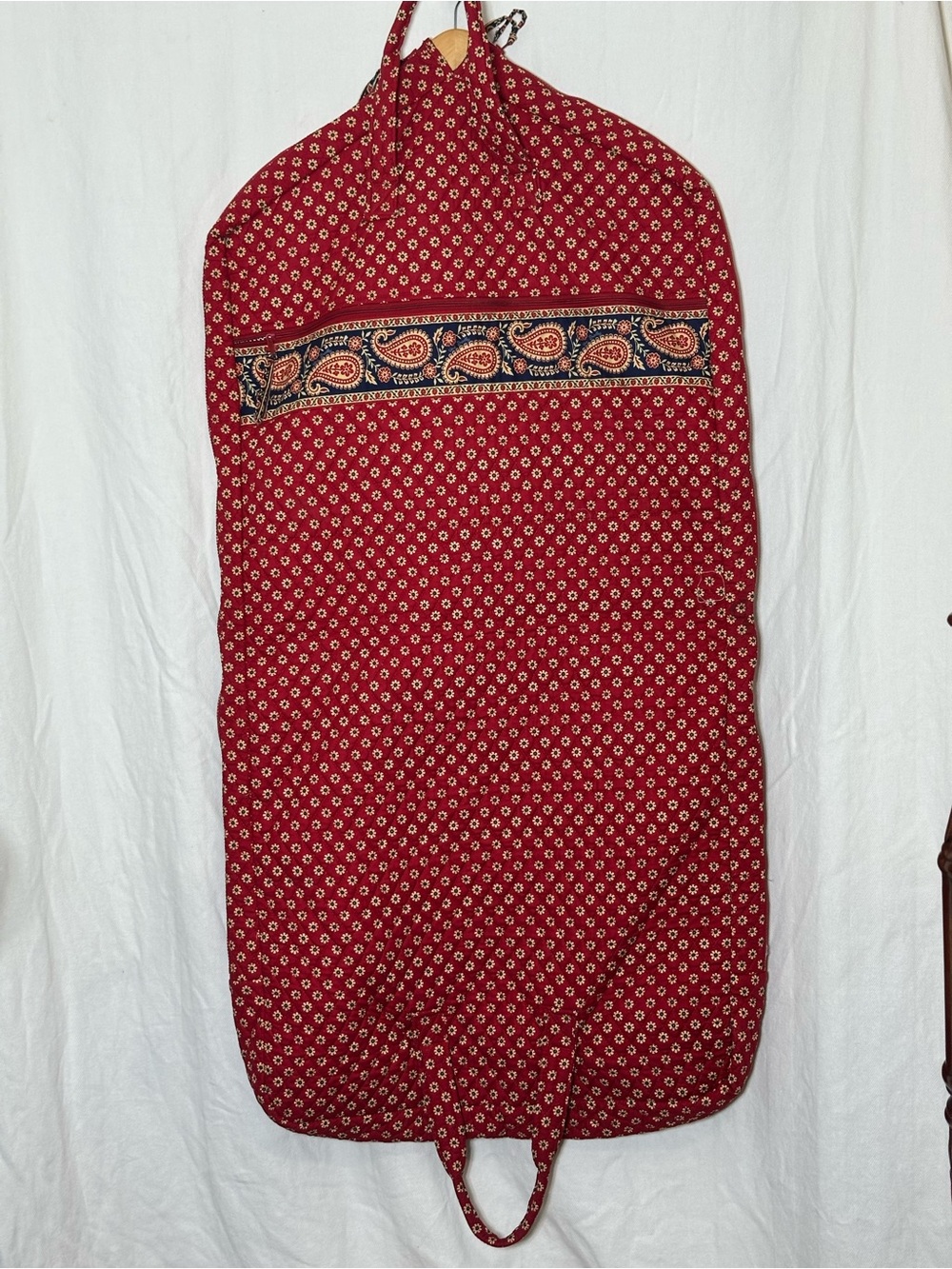 Vera Bradley Garment Bag in Provincial Red Quilted Pattern Detailed Paisley